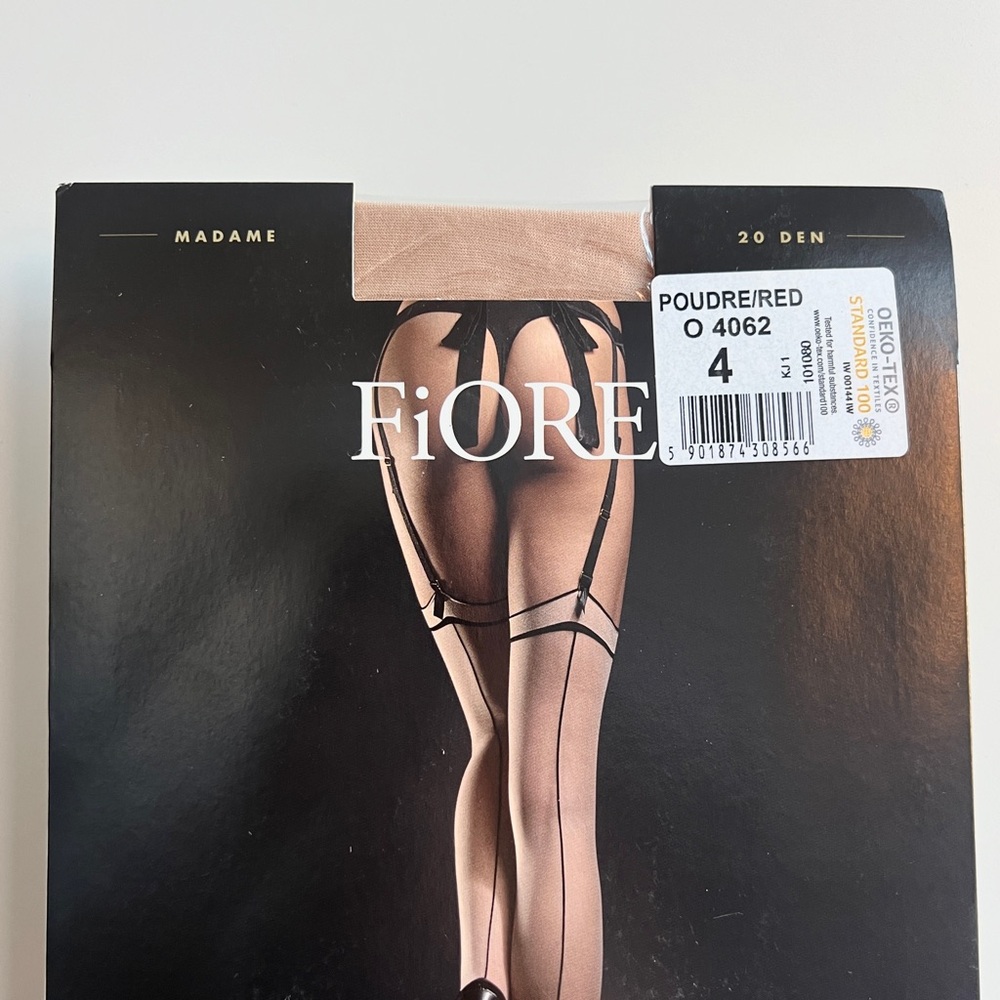 Fiore Sentual nude beige thigh high stockings with 50s Parisian red seam 20 den - Picture 4 of 8